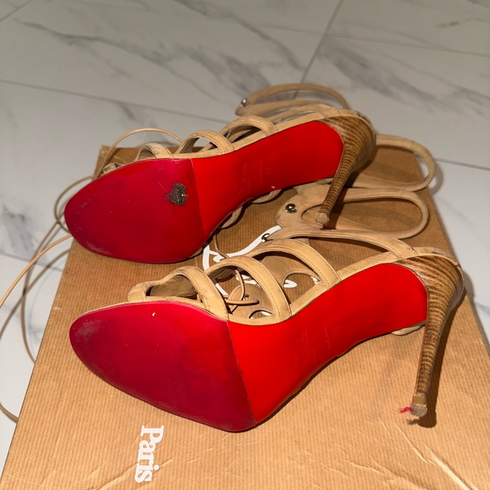 Christian Louboutin Brown Lace-Up Sandals - Picture 6 of 7